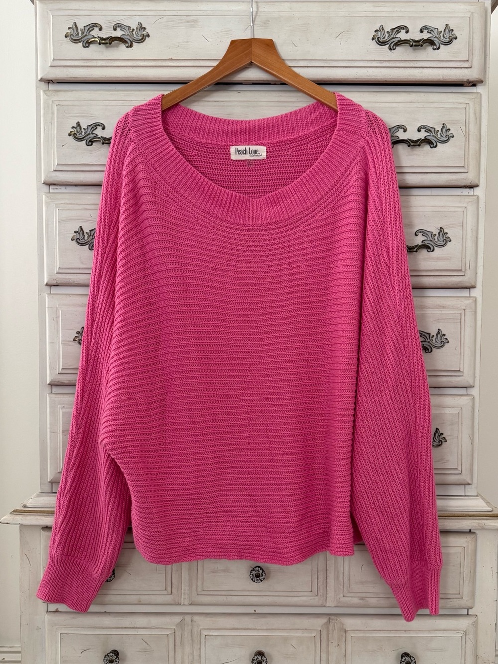 Vici Pink Cotton Relaxed Sweater